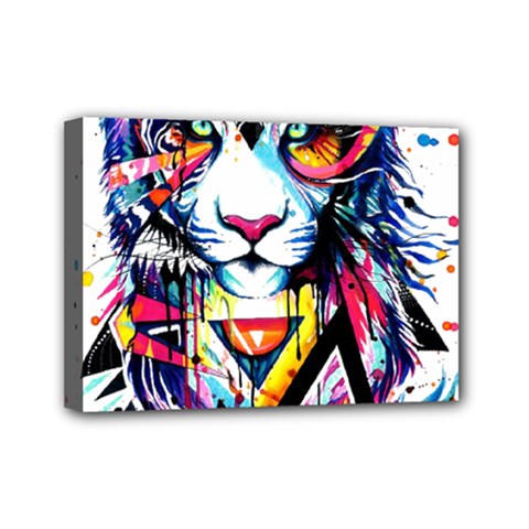 Lion  Mini Canvas 7  X 5  (stretched) by saad11