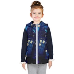 Tardis Doctor Who Space Galaxy Kids  Hooded Puffer Vest by Cendanart