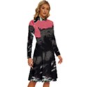 Godzilla Vintage Wave Long Sleeve Shirt Collar A-Line Dress View3