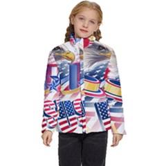 United States Of America Usa  Images Independence Day Kids  Puffer Bubble Jacket Coat by Ket1n9