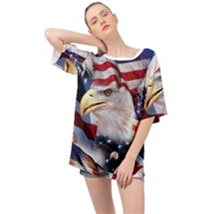 United States Of America Images Independence Day Oversized Chiffon Top by Ket1n9