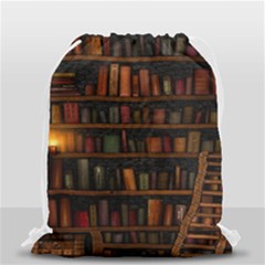 Books Library Drawstring Bag (small) by Ket1n9