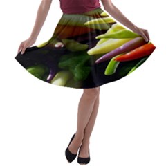 Bright Peppers A-line Skater Skirt by Ket1n9