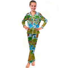 World Map Kids  Satin Long Sleeve Pajamas Set by Ket1n9