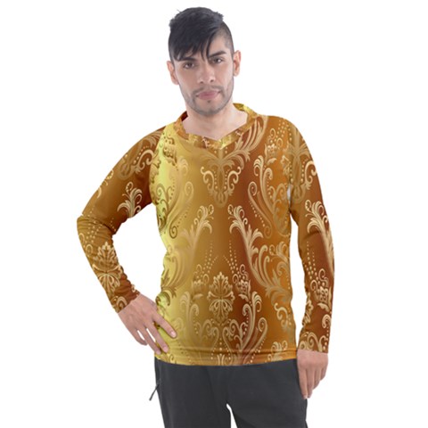 Golden Pattern Vintage Gradient Vector Men s Pique Long Sleeve T-shirt by Ket1n9