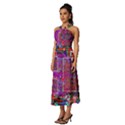 Technology Circuit Board Layout Pattern Sleeveless Cross Front Cocktail Midi Chiffon Dress View2