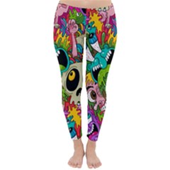 Crazy Illustrations & Funky Monster Pattern Classic Winter Leggings by Ket1n9