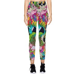 Crazy Illustrations & Funky Monster Pattern Pocket Leggings  by Ket1n9