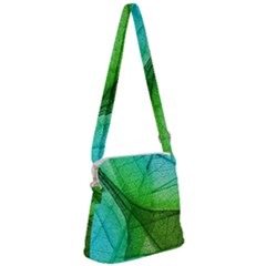 Sunlight Filtering Through Transparent Leaves Green Blue Zipper Messenger Bag by Ket1n9