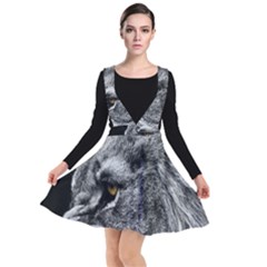 Angry Male Lion Roar Wild Animal Plunge Pinafore Dress by Cendanart