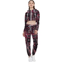 Chip Retro Technology Cropped Zip Up Lounge Set by Cendanart