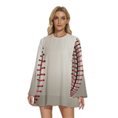 Baseball Round Neck Long Sleeve Bohemian Style Chiffon Mini Dress by Ket1n9