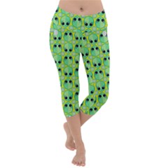 Alien Pattern- Lightweight Velour Capri Yoga Leggings by Ket1n9