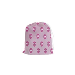 Alien Pattern Pink Drawstring Pouch (xs) by Ket1n9
