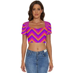 Chevron Short Sleeve Square Neckline Crop Top  by Ket1n9