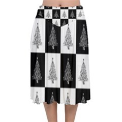 Christmas Tree Xmas Tree Velvet Flared Midi Skirt by Ket1n9