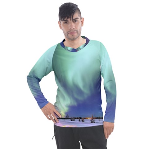 Aurora Borealis Alaska Space Men s Pique Long Sleeve T-shirt by Ket1n9