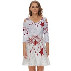 Christmas Star Snowflake Shoulder Cut Out Zip Up Dress by Ket1n9