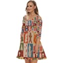 Cute Christmas Seamless Pattern Vector  - Shoulder Cut Out Zip Up Dress View2