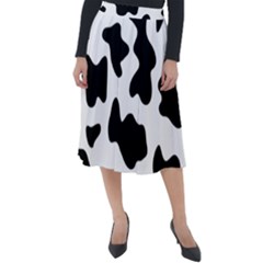Animal Print Black And White Black Classic Velour Midi Skirt  by Ket1n9