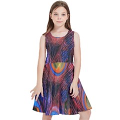 Pretty Peacock Feather Kids  Skater Dress by Ket1n9