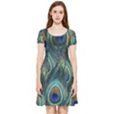 Feathers Art Peacock Sheets Patterns Inside Out Cap Sleeve Dress View1