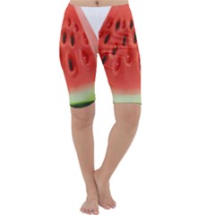 Seamless Background With Watermelon Slices Cropped Leggings  by Ket1n9