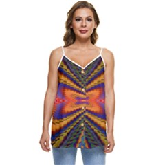 Casanova Abstract Art-colors Cool Druffix Flower Freaky Trippy Casual Spaghetti Strap Chiffon Top by Ket1n9