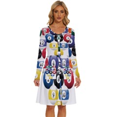 Racked Billiard Pool Balls Long Sleeve Dress With Pocket by Ket1n9