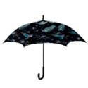 Colorful Abstract Pattern Consisting Glowing Lights Luminescent Images Marine Plankton Dark Backgrou Hook Handle Umbrellas (Large) View3