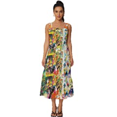 Multicolor Anime Colors Colorful Square Neckline Tiered Midi Dress by Ket1n9