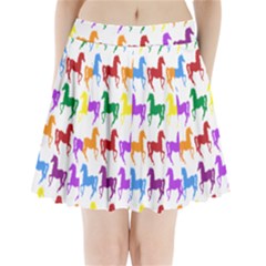 Colorful Horse Background Wallpaper Pleated Mini Skirt by Hannah976