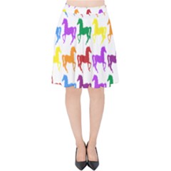 Colorful Horse Background Wallpaper Velvet High Waist Skirt by Hannah976
