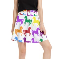 Colorful Horse Background Wallpaper Waistband Skirt by Hannah976