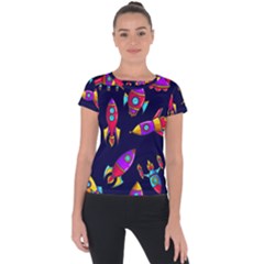 Space Patterns Short Sleeve Sports Top  by Hannah976