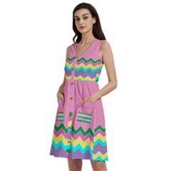 Easter Chevron Pattern Stripes Sleeveless Dress With Pocket by Hannah976