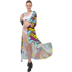 Comic Elements Colorful Seamless Pattern Maxi Chiffon Beach Wrap by Hannah976