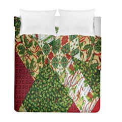 Christmas Quilt Background Duvet Cover Double Side (full/ Double Size) by Ndabl3x