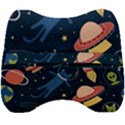 Seamless Pattern With Funny Alien Cat Galaxy Velour Head Support Cushion View2