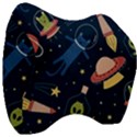 Seamless Pattern With Funny Alien Cat Galaxy Velour Head Support Cushion View3