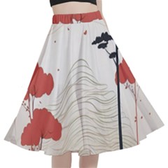 Japanese Nature Spring Garden A-line Full Circle Midi Skirt With Pocket by Ndabl3x