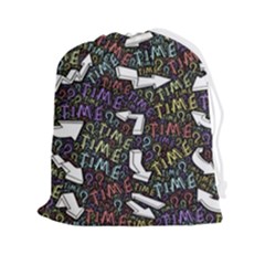 Time Nonlinear Curved Undirected Drawstring Pouch (2xl) by Paksenen