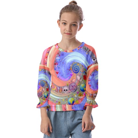 Swirl Vortex Emoji Cyclone Motion Kids  Cuff Sleeve Top by Paksenen