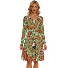 Love Avatars Characters Roles Yin Yang Long Sleeve Dress With Pocket by Paksenen