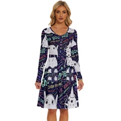 Experience Feeling Clothing Self Long Sleeve Dress With Pocket by Paksenen