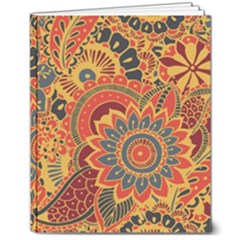 Bright Seamless Pattern With Paisley Mehndi Elements Hand Drawn Wallpaper With Floral Traditional In 8  X 10  Hardcover Notebook by Ket1n9