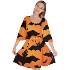 Halloween Bats Moon Full Moon Velour Kimono Dress by Cendanart