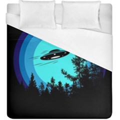 Ufo Alien Night Sky Night Duvet Cover (king Size) by Cendanart
