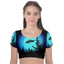 Ufo Alien Night Sky Night Velvet Short Sleeve Crop Top  View1