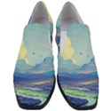 Mountains And Trees Illustration Painting Clouds Sky Landscape Women Slip On Heel Loafers View1